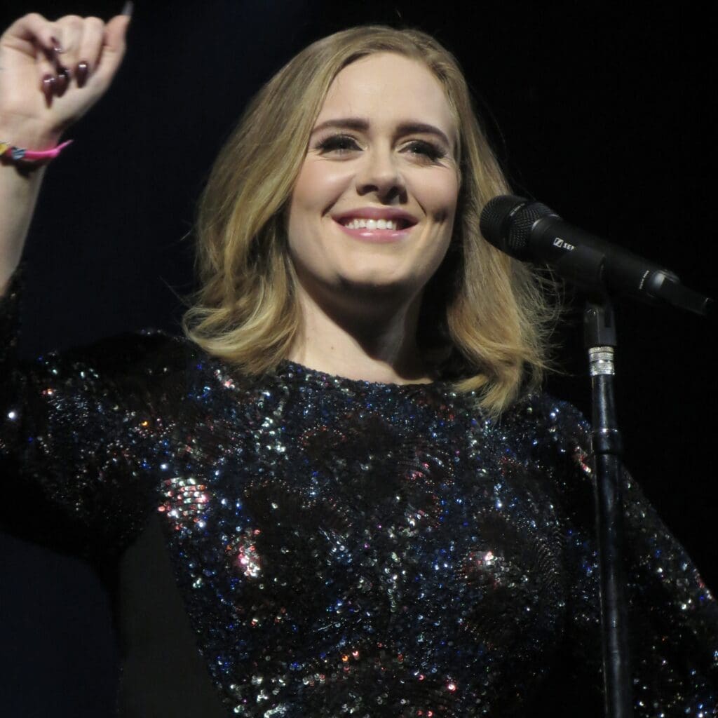 British singer Adele on stage
